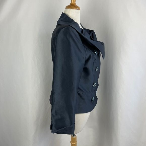 Carolina Herrera navy beaded button jacket and skirt