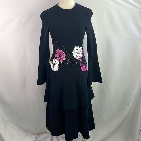 Stella McCartney Black With 3D Flowers Dress