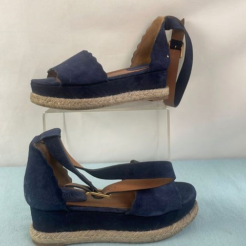 Chloe Blue Suede Ankle Straped Sandals