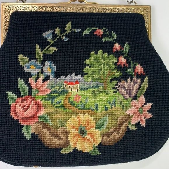 Vintage large hand embroidered bag