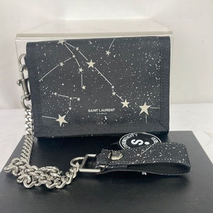 Yves Saint Laurent Black Stars Wallet With Chain and Box