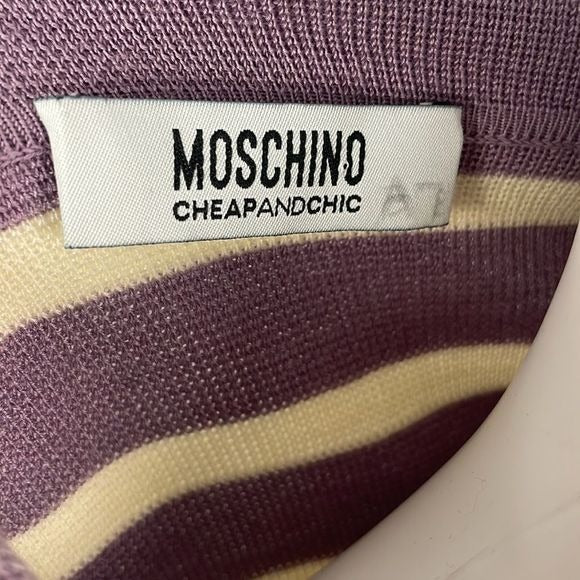 Moschino Purple and Cream Striped With Rope Cardigan