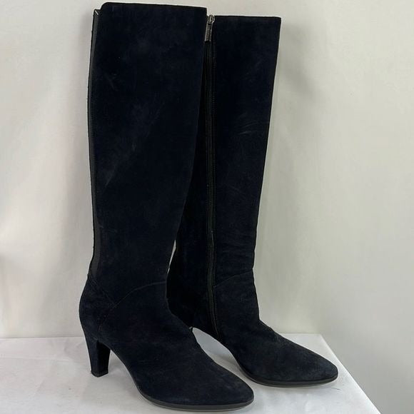 Aquatalia Black Suede Heel Boots