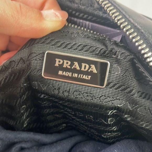 Prada Black Nylon Leather Satchel Bag