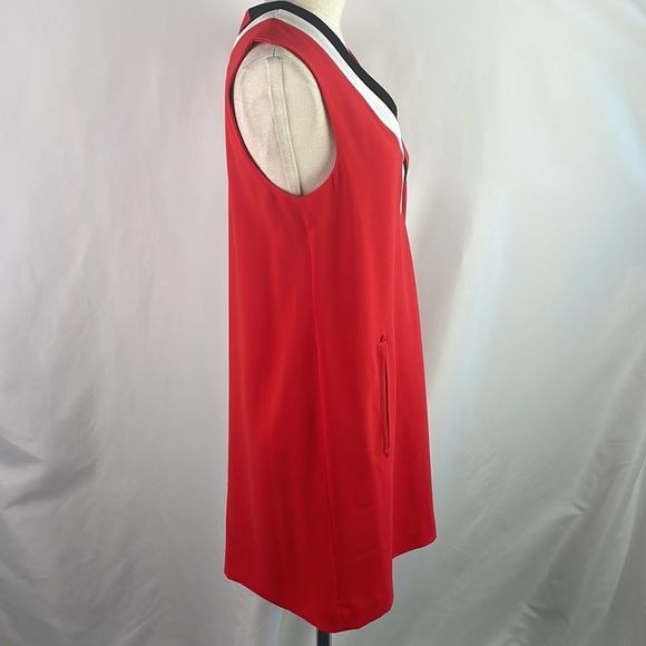 Rag and Bone Red With Black and Cream Stripe Beck Mini Dress