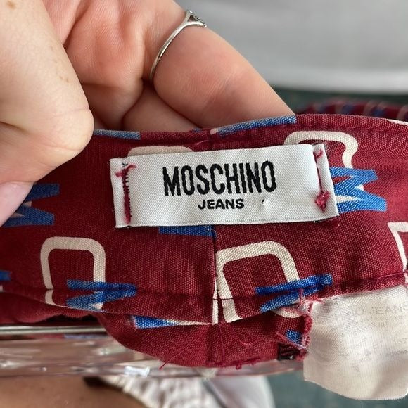 Moschino Rare Vintage Logo Wine Print Jeans