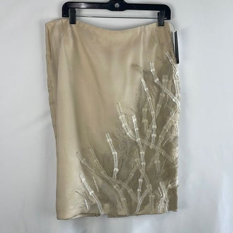 NWT Lafayette 148 Tan w Embroidery Skirt