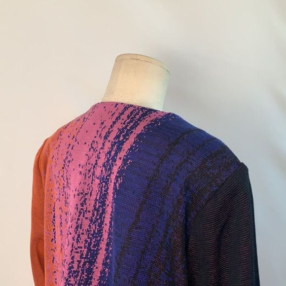 Misook NWT pink blue print long knit jacket