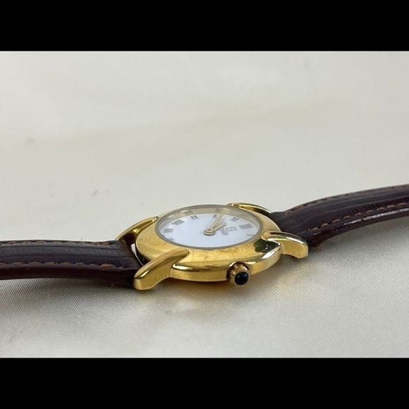 Vintage Fendi brown strap small gold face watch