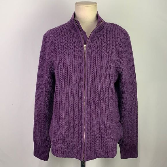 St. John purple knit zip jacket