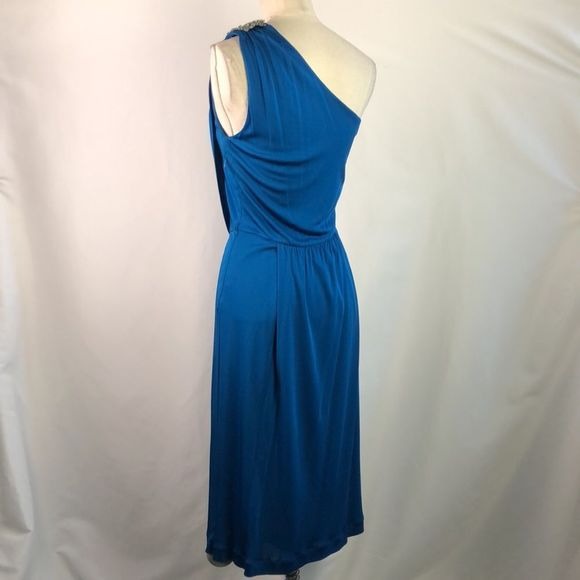 Fendi Cobalt Blue One Shoulder With Beaded Evening Dress