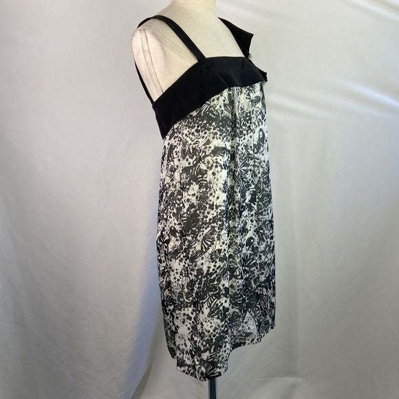 Derek Lam Black Butterfly Print Dress w/ Ruffle Top