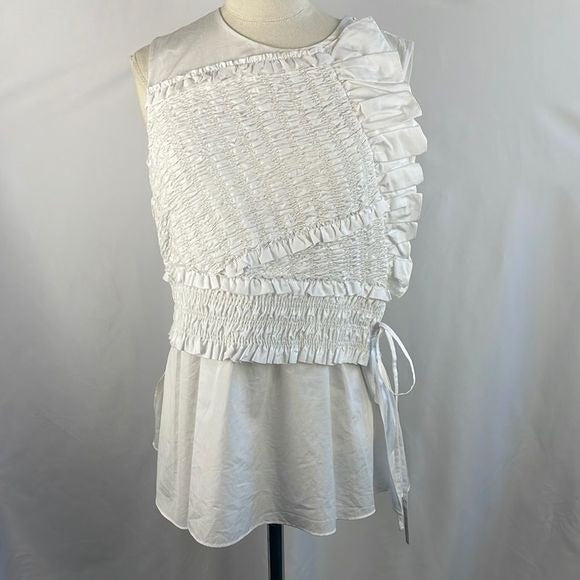NWT 3.1 Phillip Lim White Crinkle Layered Top