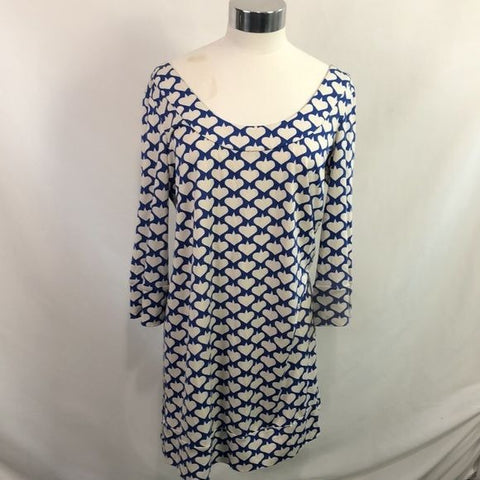Diane Von Furstenberg Cream Blue Spades Print Dress