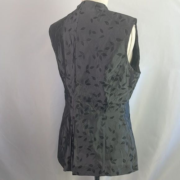 Escada Grey Leaf Print With Pockets Vest NWT