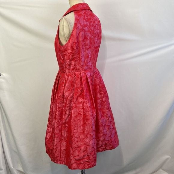 Carmen Marc Valvo NWT Coral Brocade Fit Flare Dress
