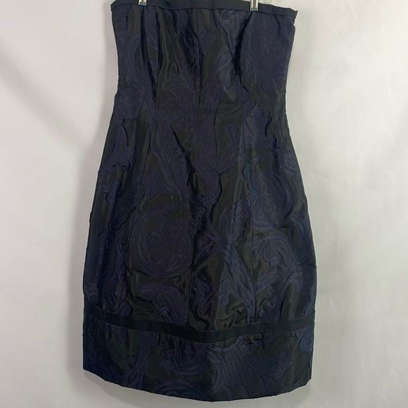 Charles Chang Lima Black Brocade Strapless Aline Dress