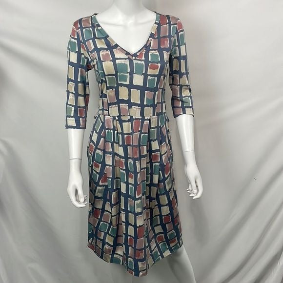 Max Mara Multi Square Print Fit Flare Dress