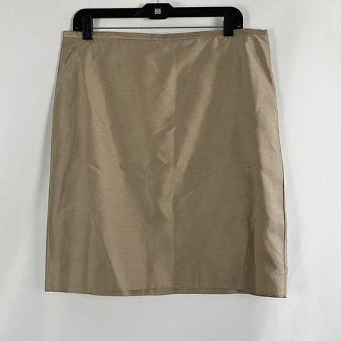 Valentino Tan Silk Knee Length Skirt