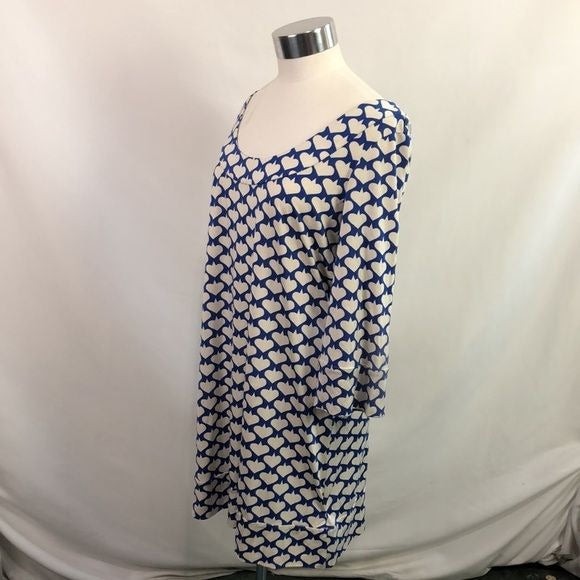 Diane Von Furstenberg Cream Blue Spades Print Dress