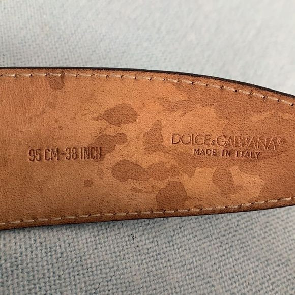 Dolce & Gabbana black with gold monogram plaque belt