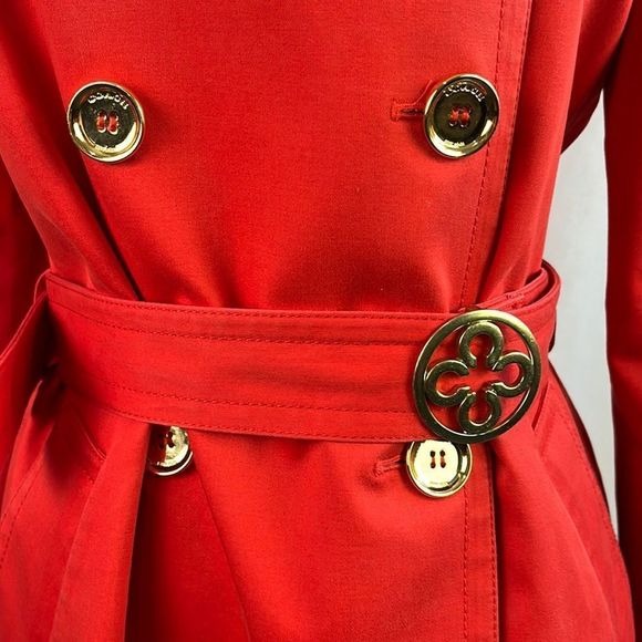Coach Red Double Breasted Trench Coat