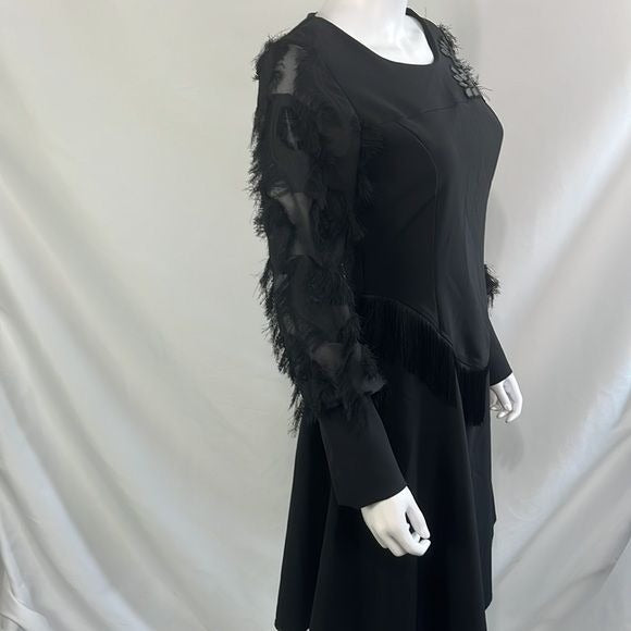 NWT Save The Queen Black Dress with Fringe/Beads/Lace