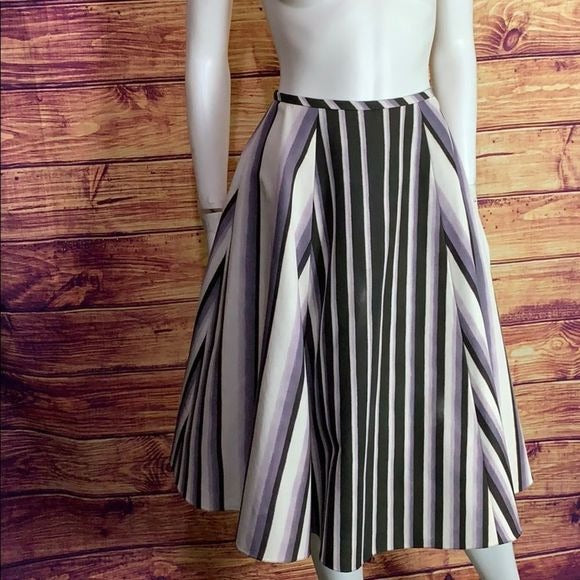 Jason Wu Lilac & Brown Stripe Flare Midi Skirt