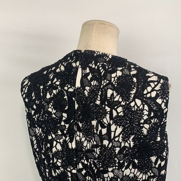 Miri White with Black Lace Overlay Dress