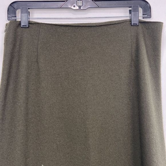 Jill Sander Olive Wool Maxi Skirt