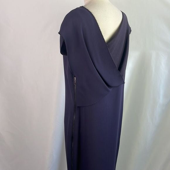 Lanvin Purple Drape Back Wool Dress