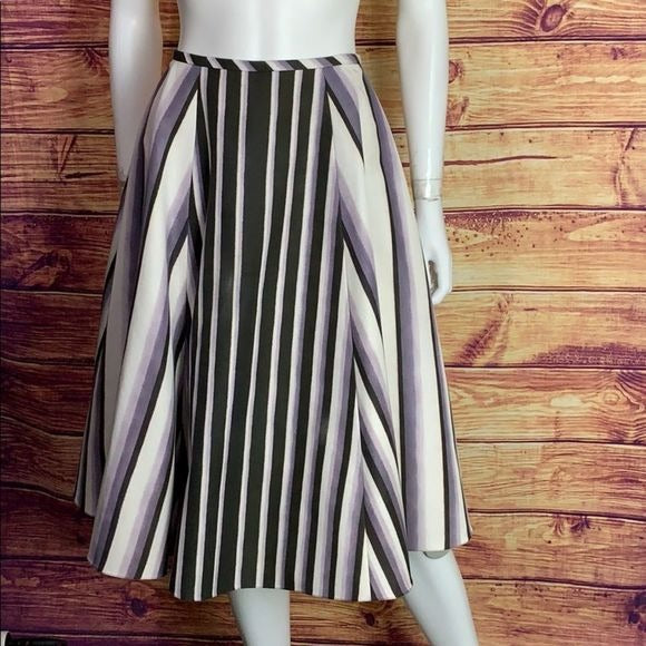Jason Wu Lilac & Brown Stripe Flare Midi Skirt