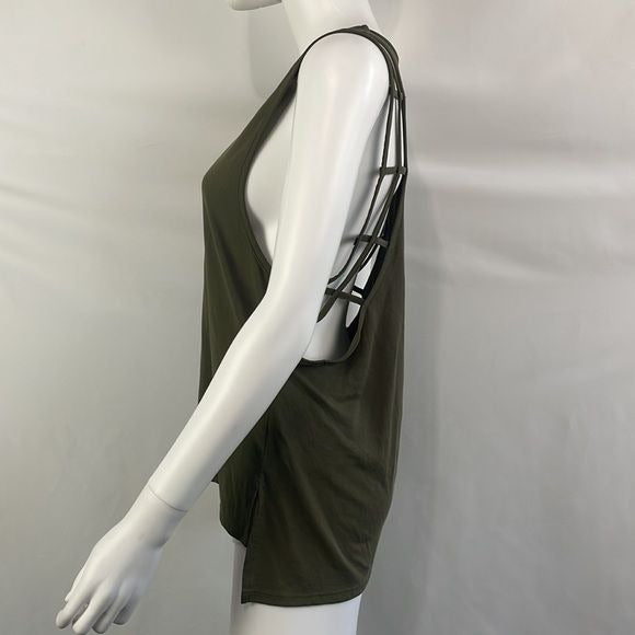 Olive With Woven Trim Tank Top