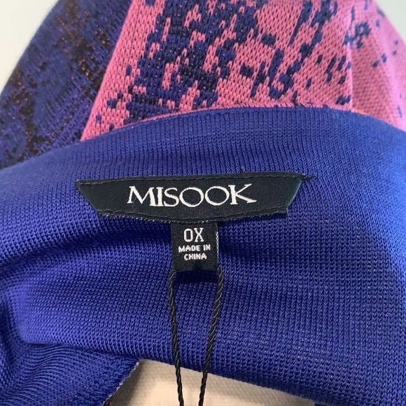 Misook NWT pink blue print long knit jacket