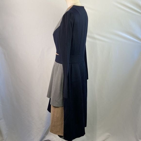 Stogova Tan Gray Black Color Block Dress