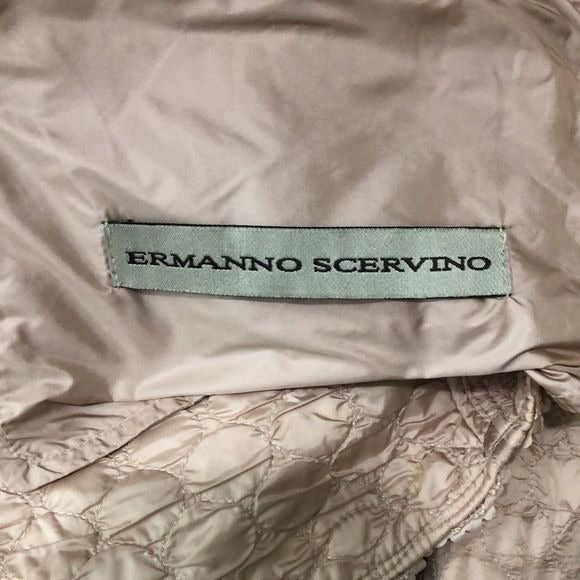 Ermanno Scervino Tan Textured W Flower Trim Jacket