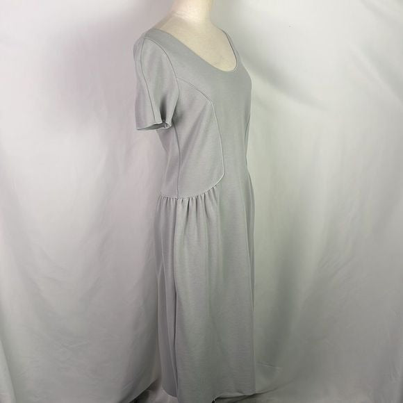 Emporio Armani Grey Ribbed Knit Short Sleeve Dress