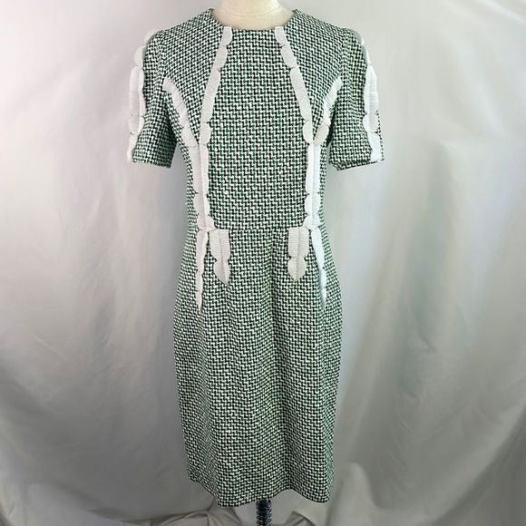 Thom Browne Green Plaid With White Trim Midi Dress