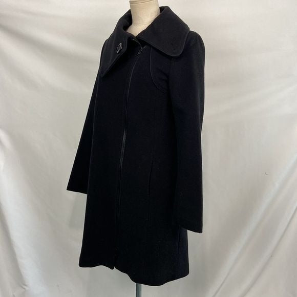 Soia & Kyo Black Side Zip 3/4 Wool Blend Coat