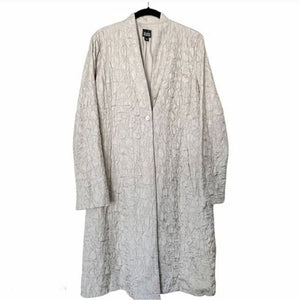 Eileen Fisher NWT Cream Textured Silk Long Jacket