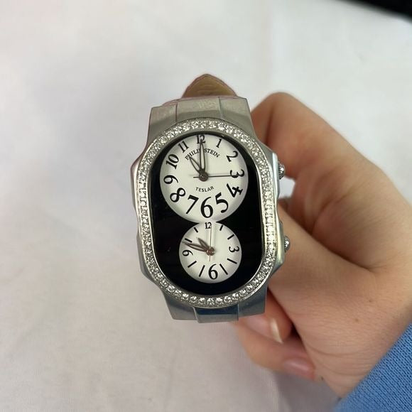 Philip Stein Oval with Diamonds Double Dial Watch