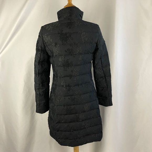 Vera Wang Black Brocade 3/4 Puffer Jacket