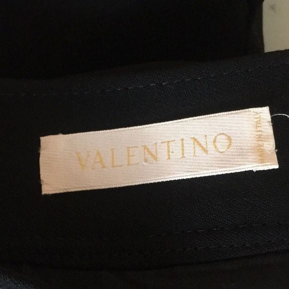 Valentino Black Satin Ruffle Wool Jacket Skirt Set