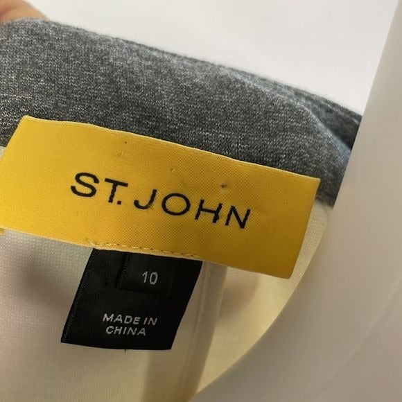 St John Cream Gray Color Block Zip Jacket