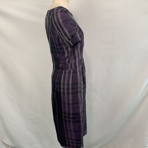 Burberry NWOT purple silk plaid dress