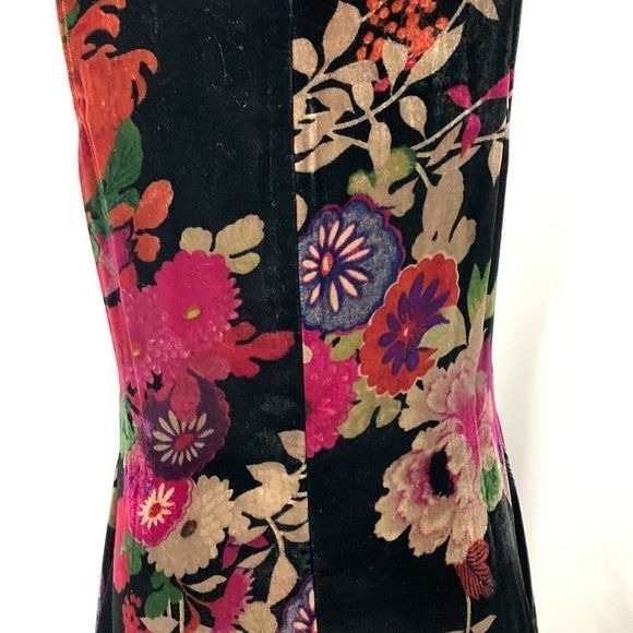 Natori NWT Black Floral Velvet Dress