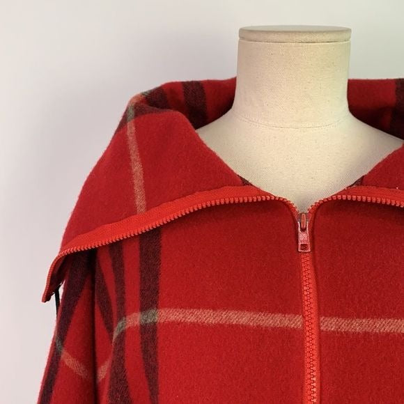 Burberry red plaid lambswool poncho