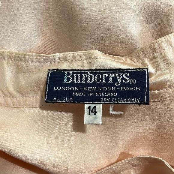 Burberry Cream Print High Neck Silk Top