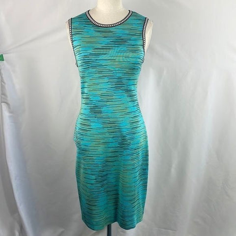 Missoni Turquoise Striped Open Back Knit Dress