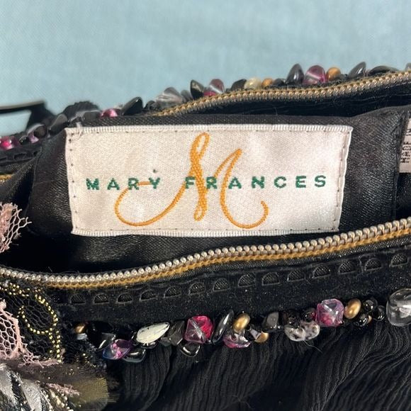 Mary Frances Black Beaded Butterfly Bag
